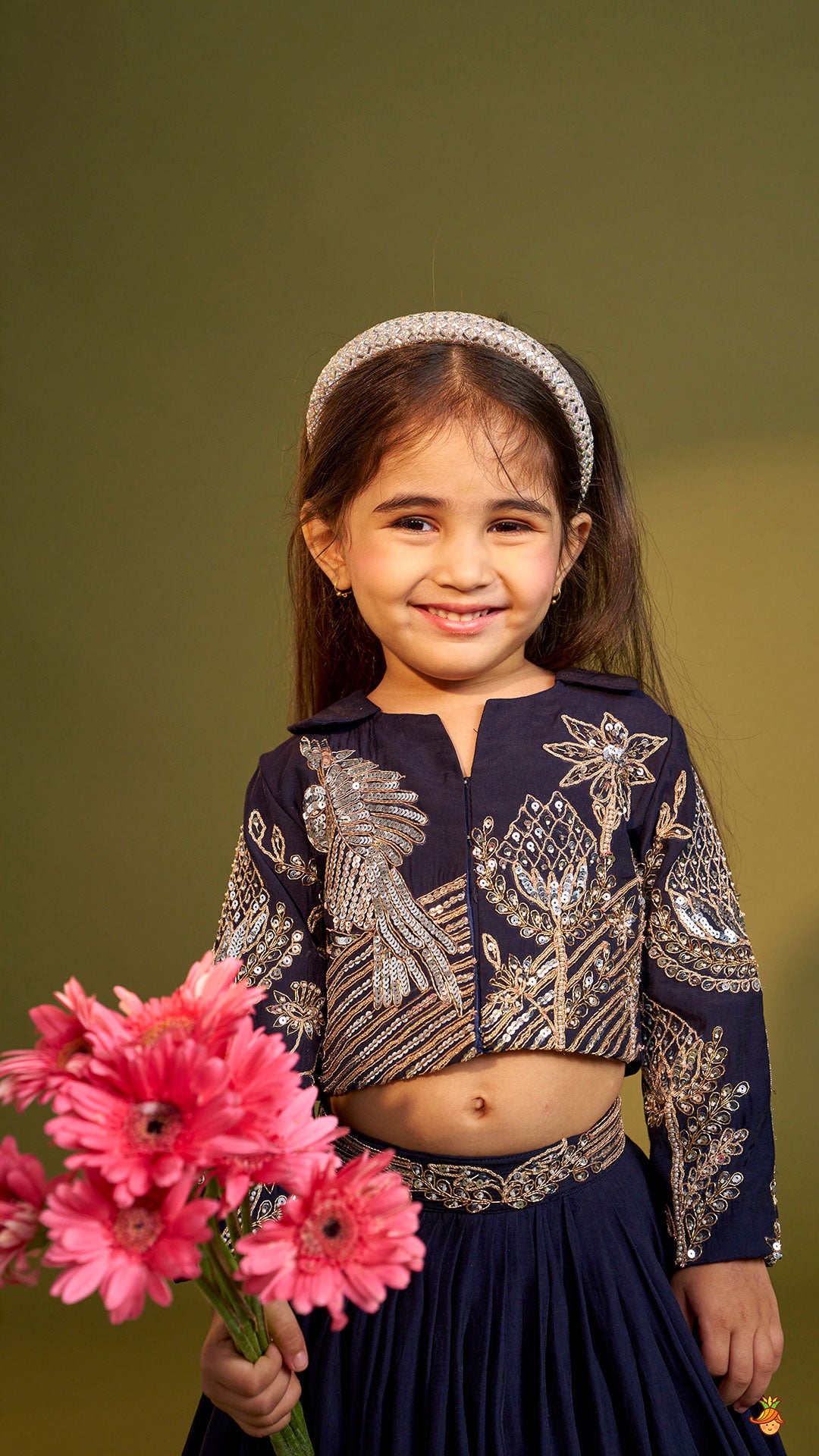 Heavy Embroidered Blue Top And Lehenga