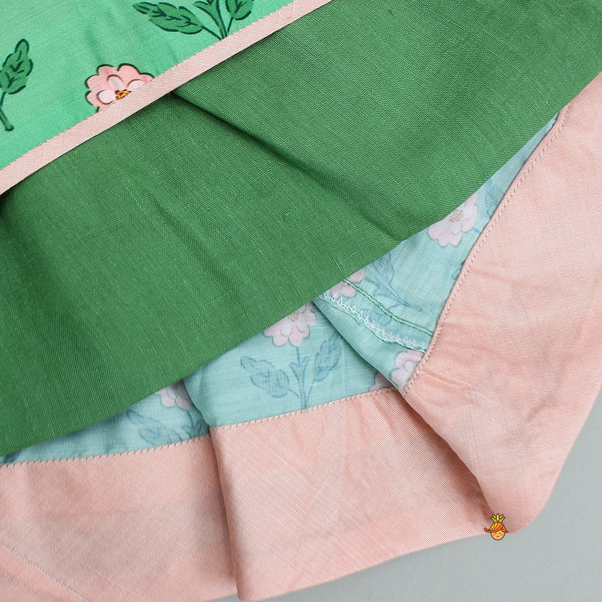 Lace Green Floral Top With Ghagra And Dupatta