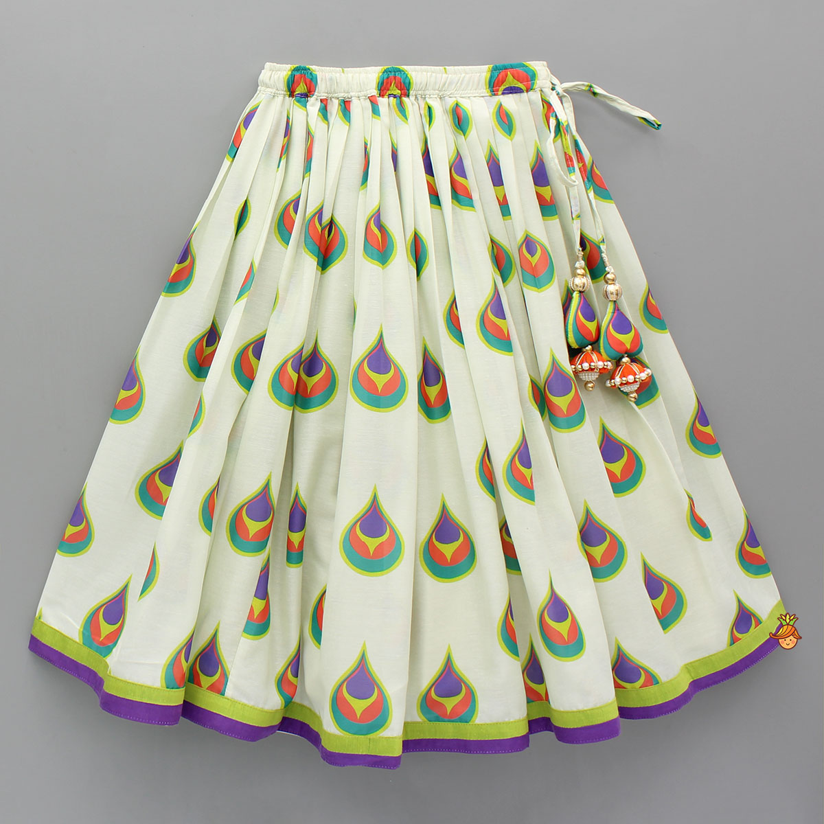 Morpankh Print Frill Top And Ghagra With Dupatta