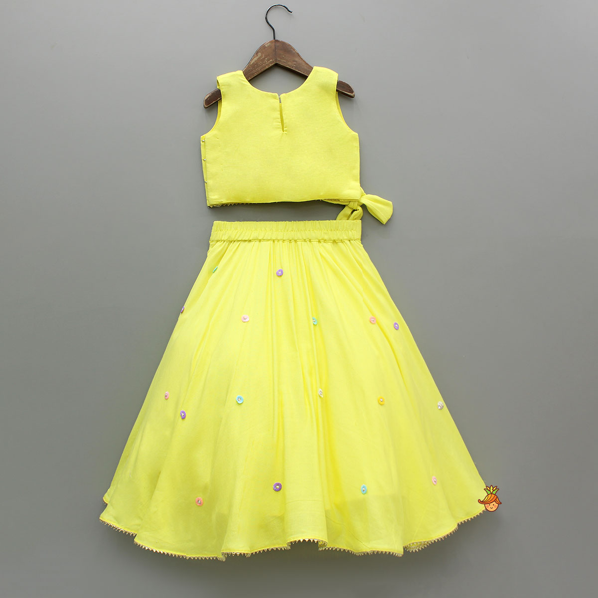 Yellow Beaded Embroidery Top With Lehenga