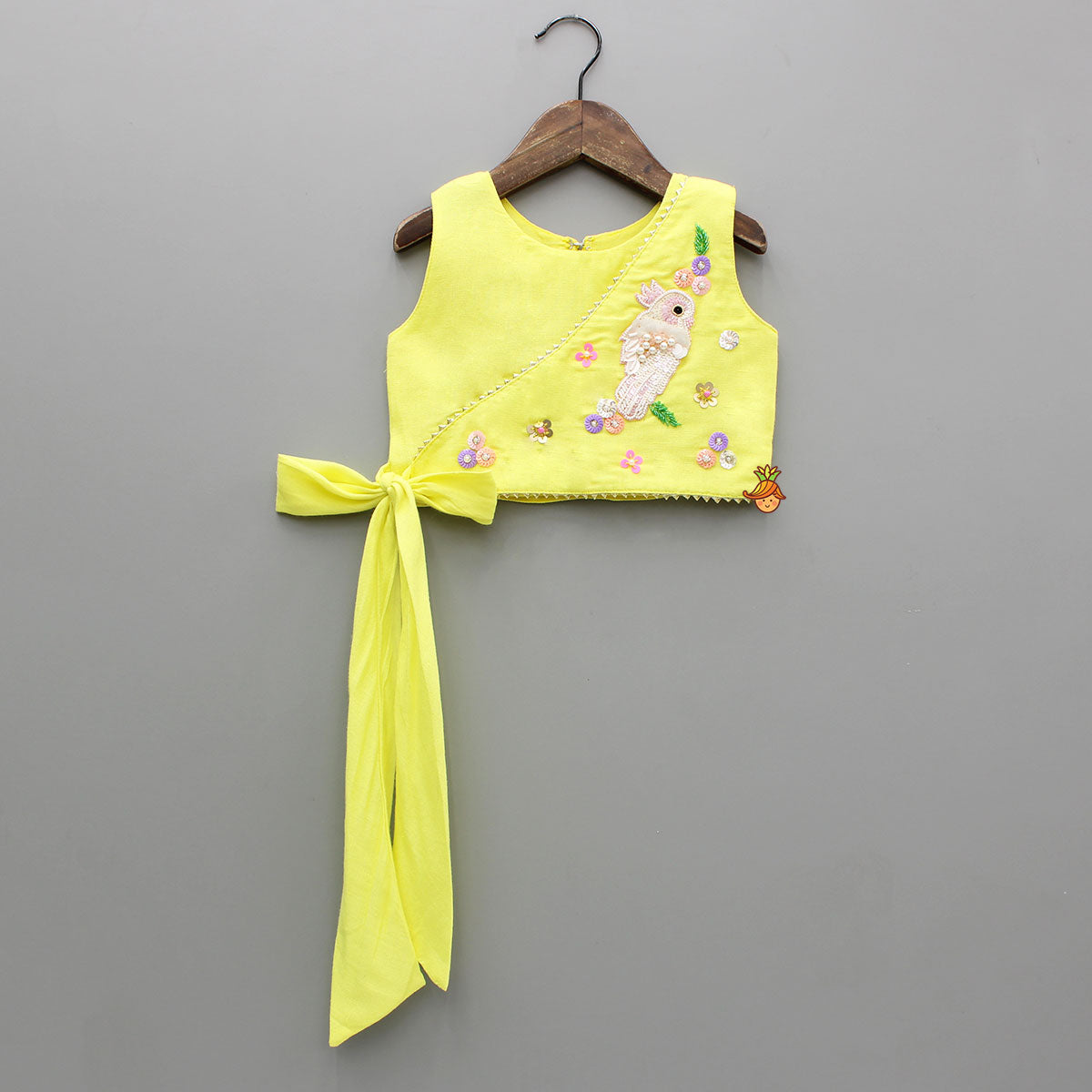 Yellow Beaded Embroidery Top With Lehenga