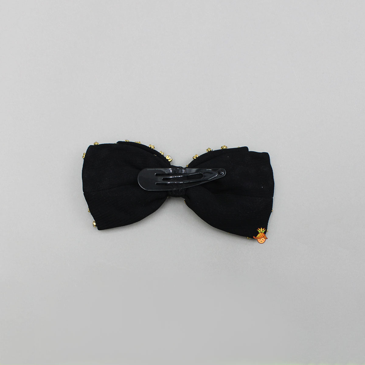 Studded Black Bow Shiny Hair Clip