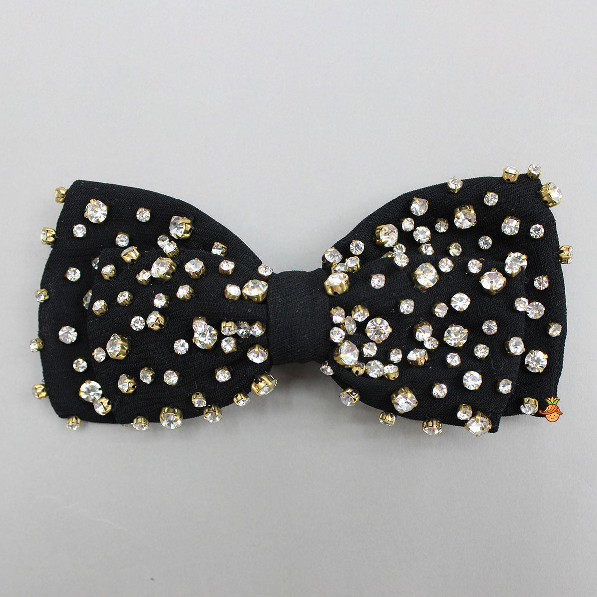 Studded Black Bow Shiny Hair Clip