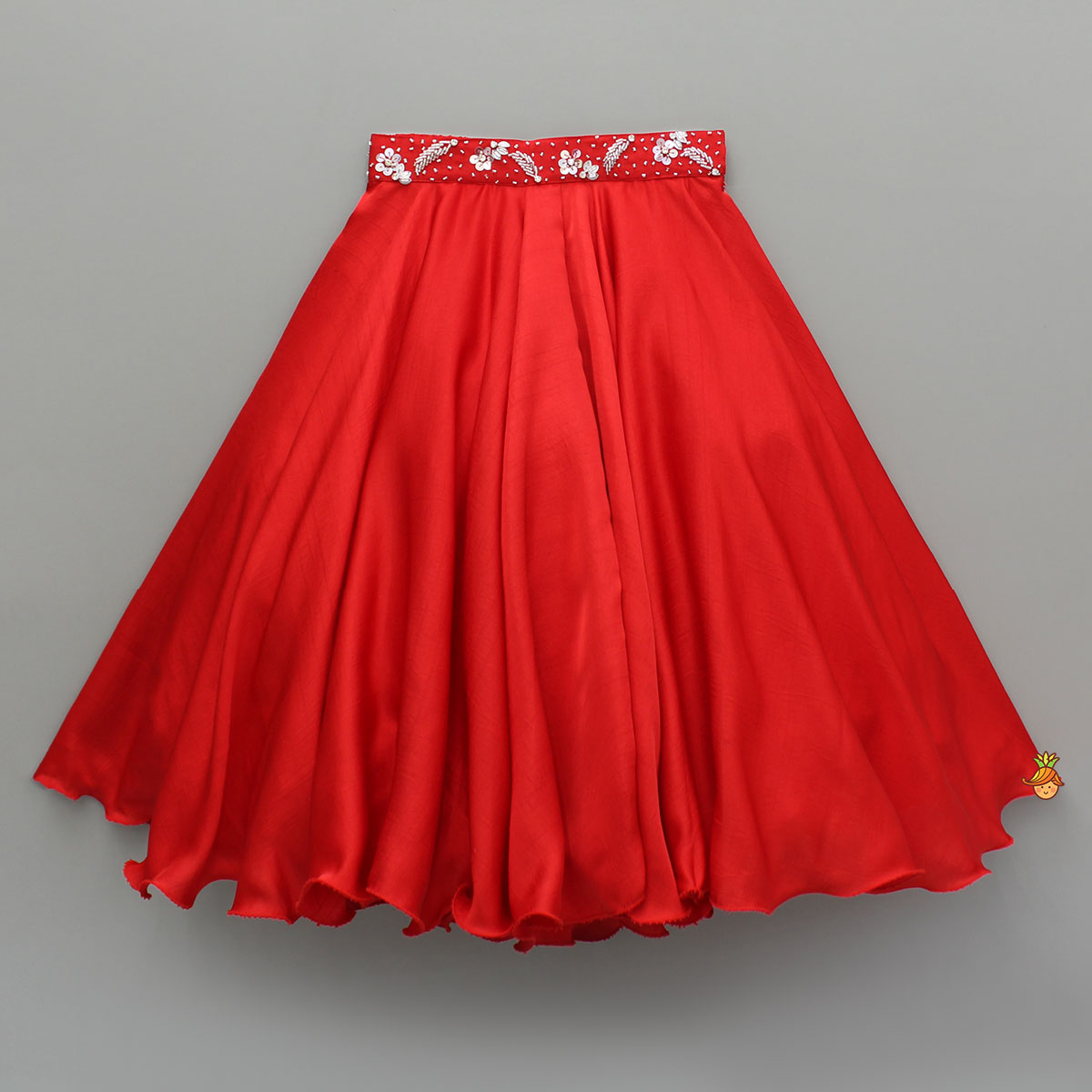 Sequin Embellished Red Top With Flared Lehenga