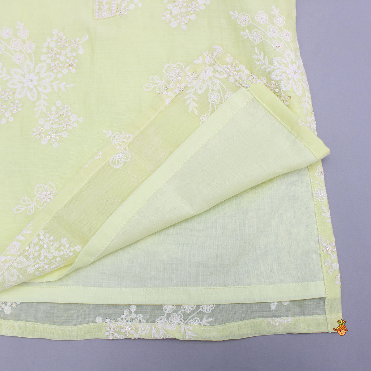 Lemon Yellow Chanderi Kurta With White Pyjama