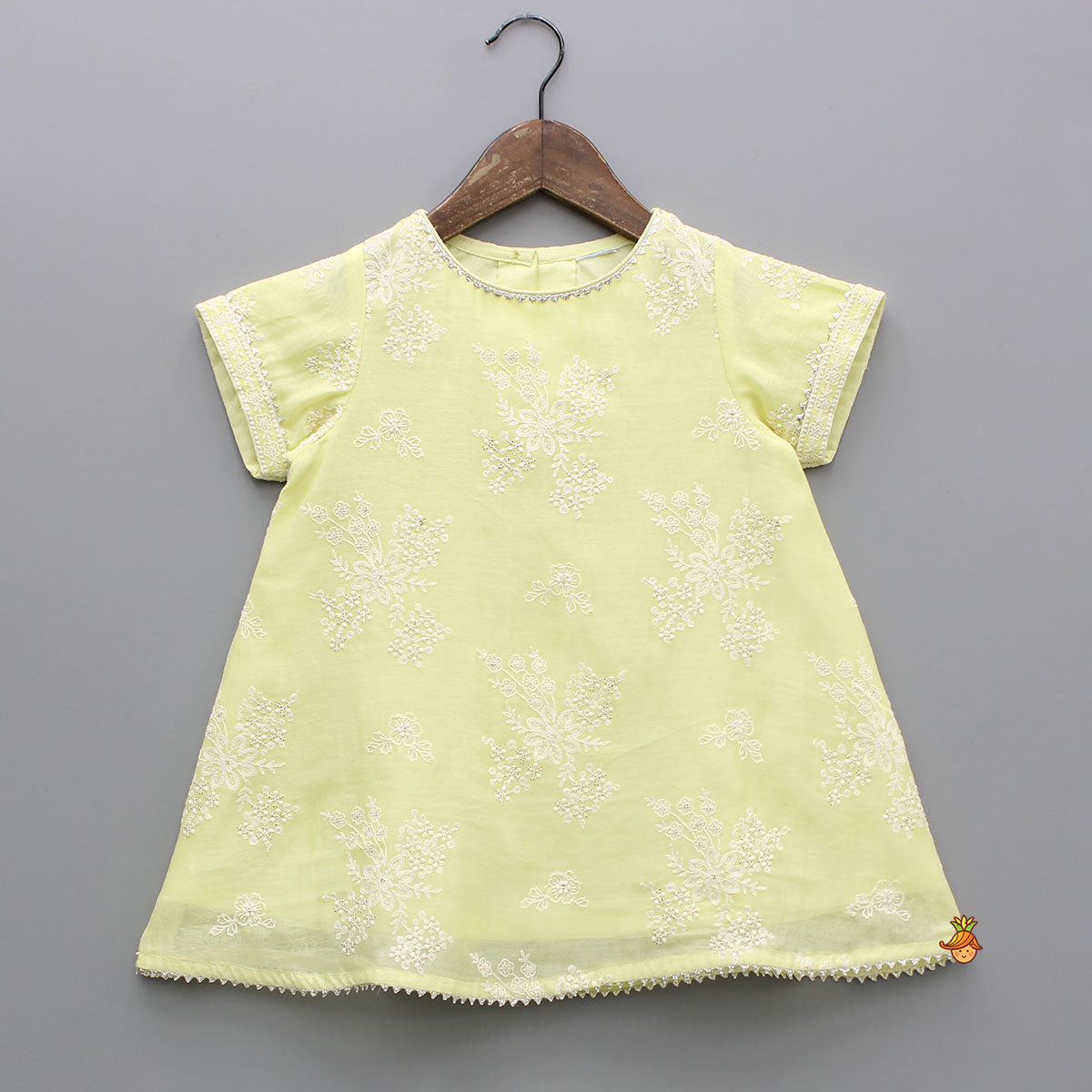 Yellow Thread Embroidered Kurti And Sharara