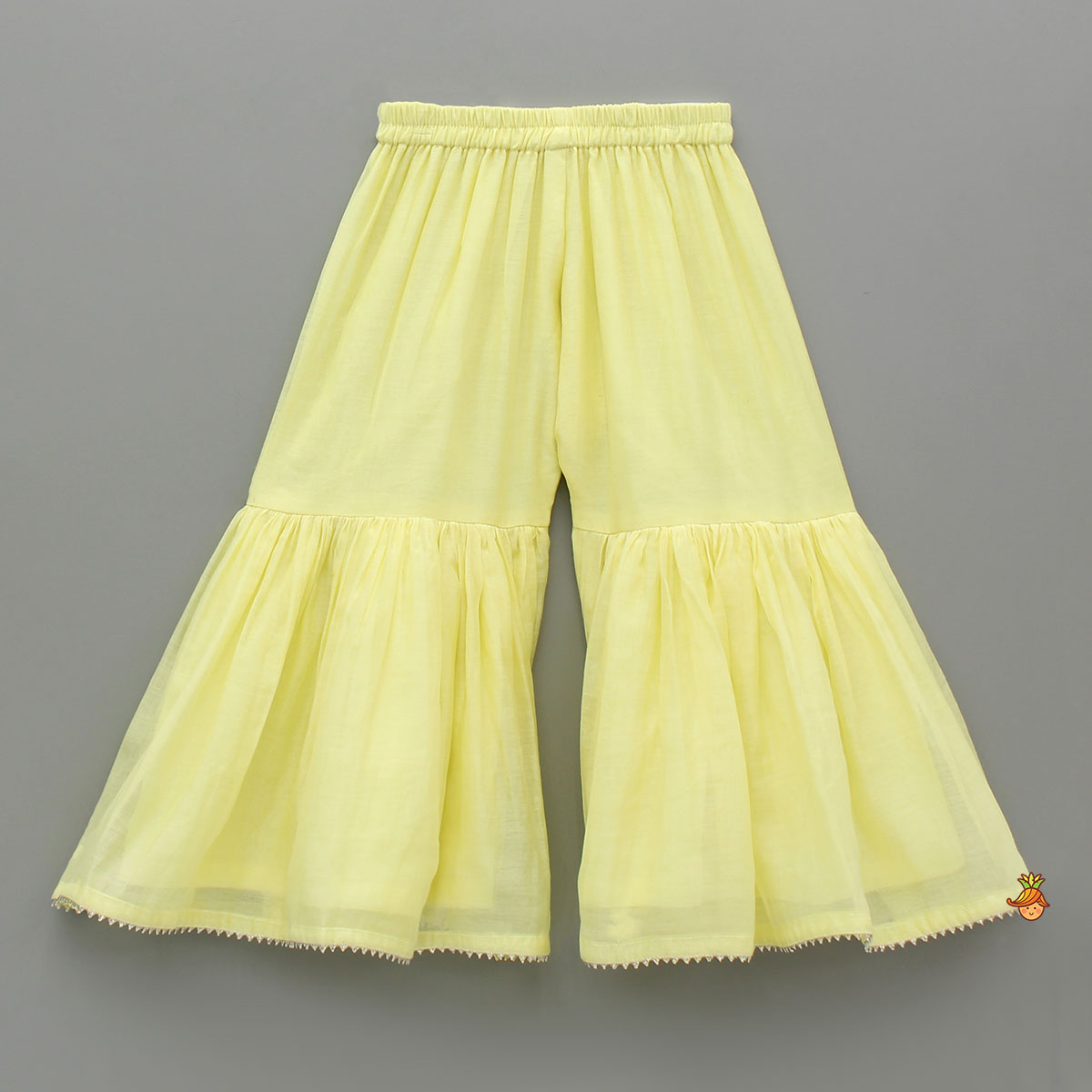 Yellow Thread Embroidered Kurti And Sharara