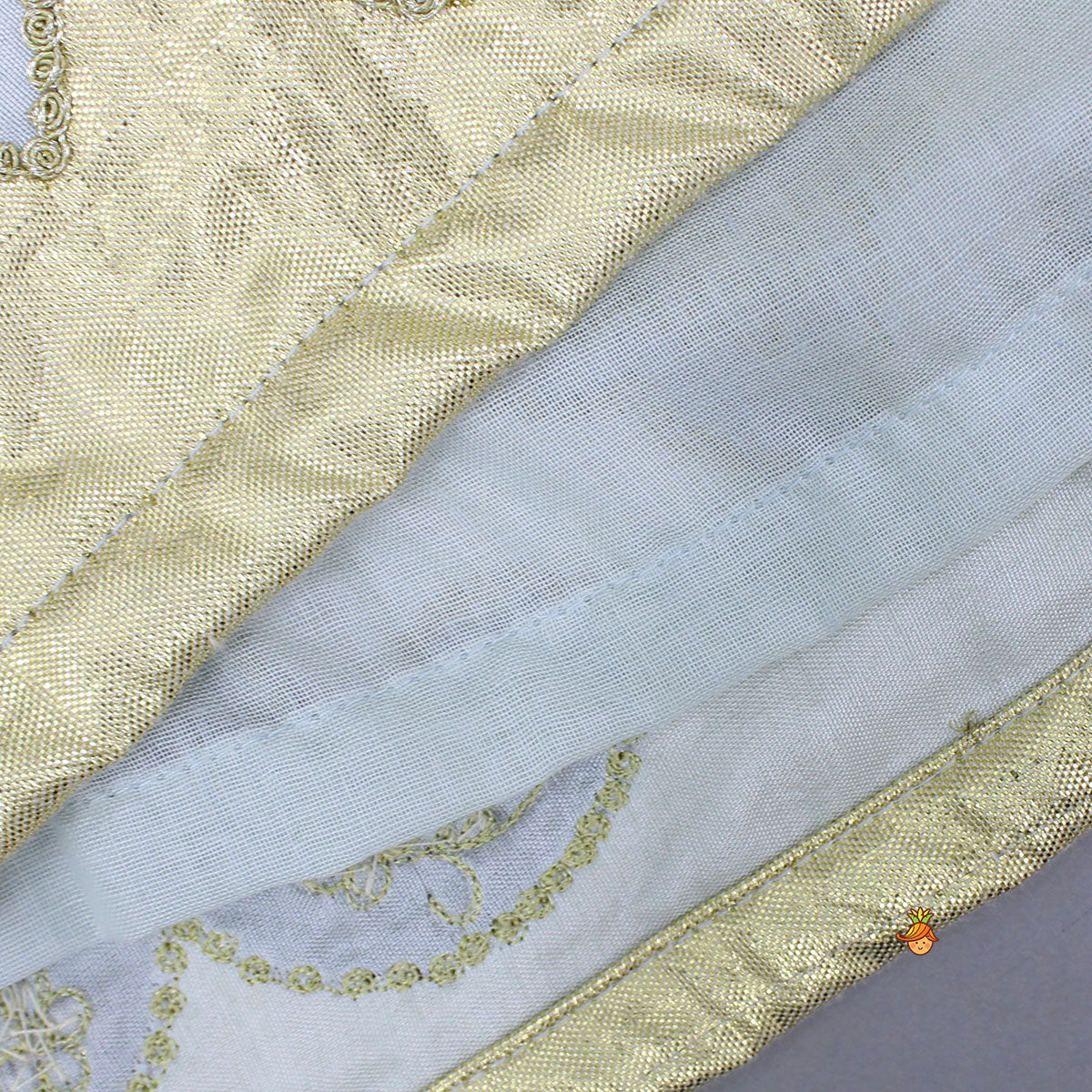Blue Gota Detailed Peplum Top With Flared Palazzo And Dupatta
