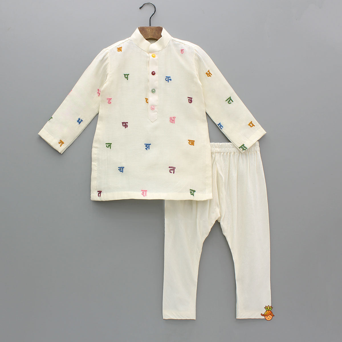 Alphabet Embroidery Kurta And Pyjama