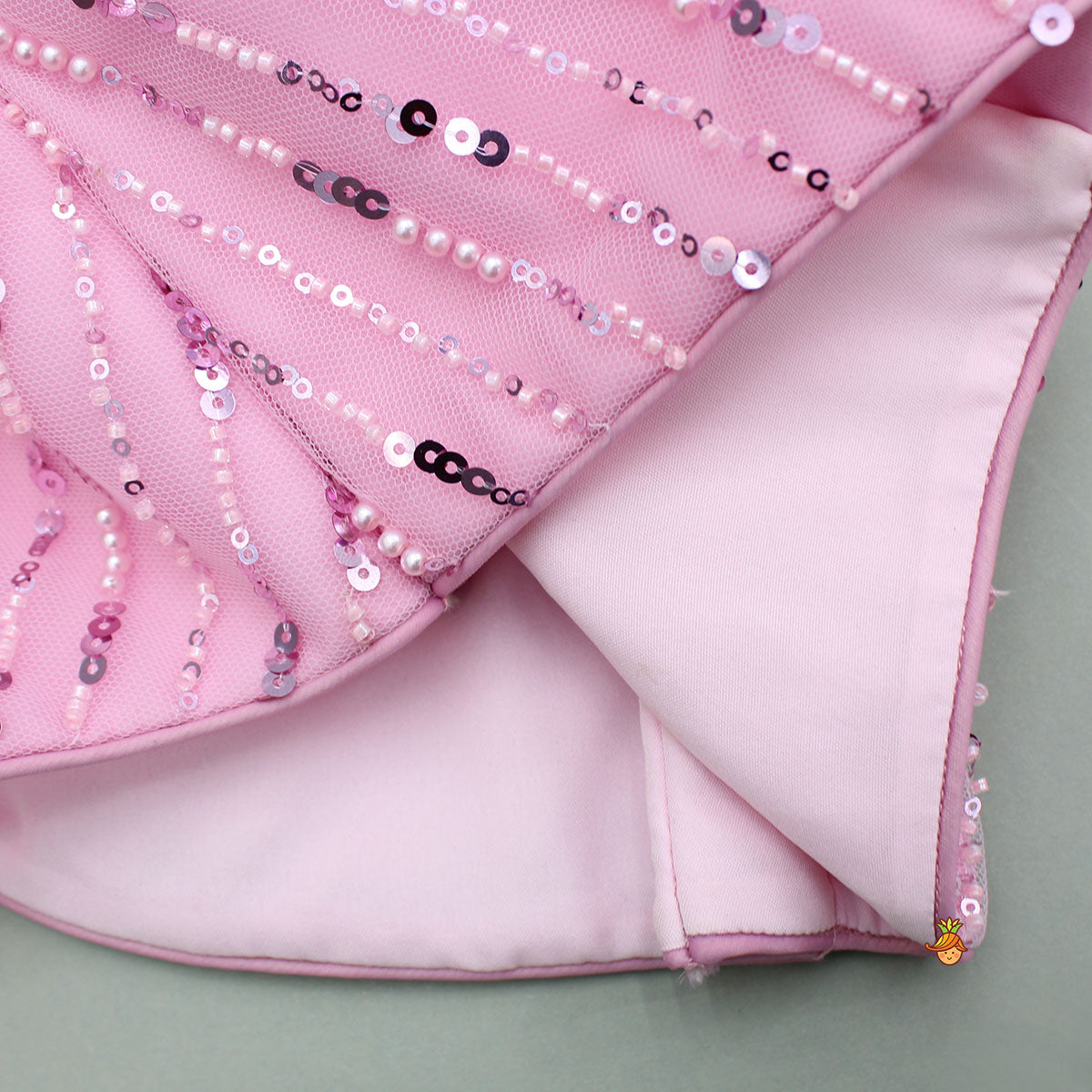 Pink Sequin Embellished Top With Lehenga