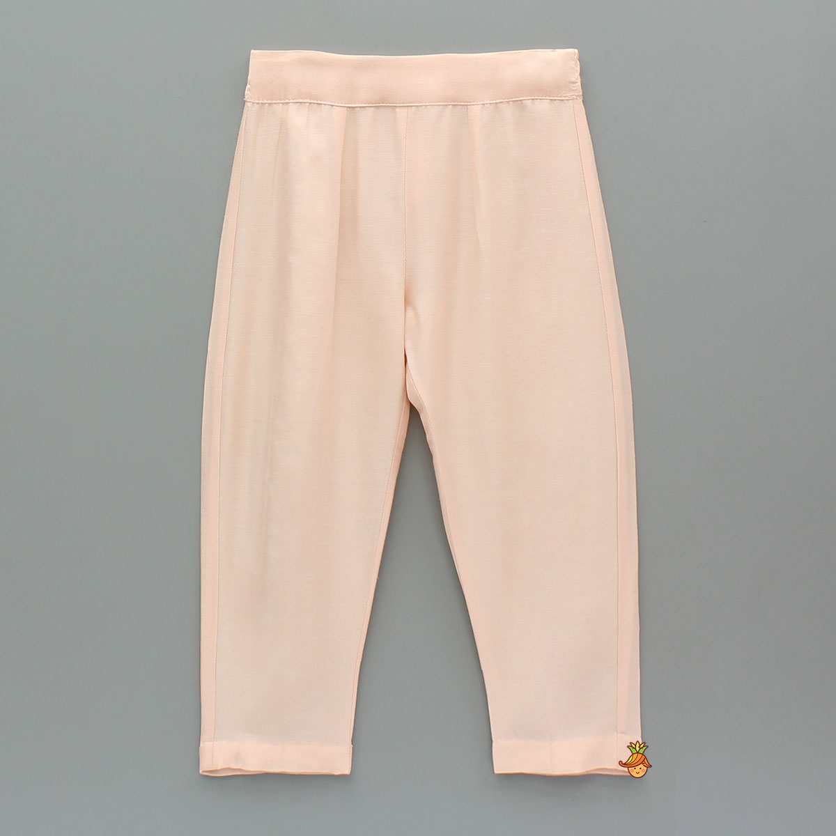 Peach Kurta With Front Printed Jacket And Pyjama