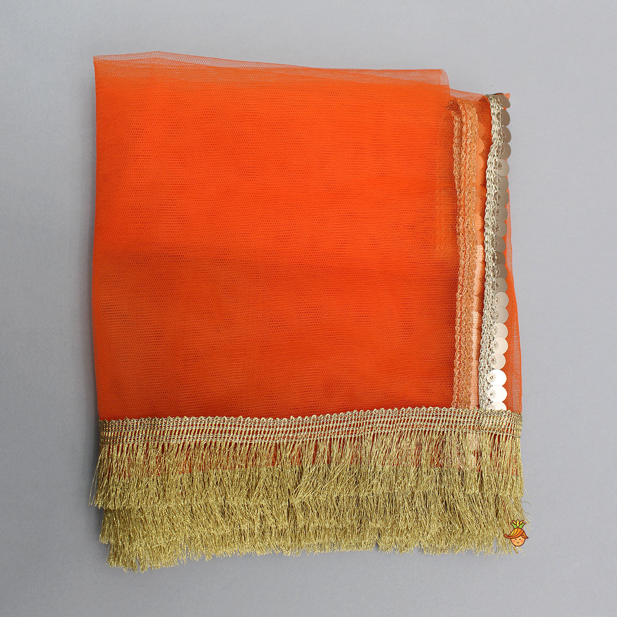 Orange Hand Embroidered Pink Top With Lehenga And Dupatta
