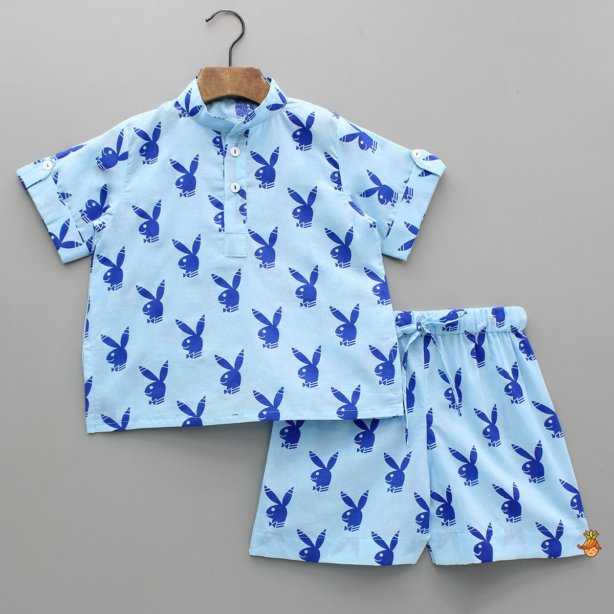 Blue Printed Cotton Sleepwear