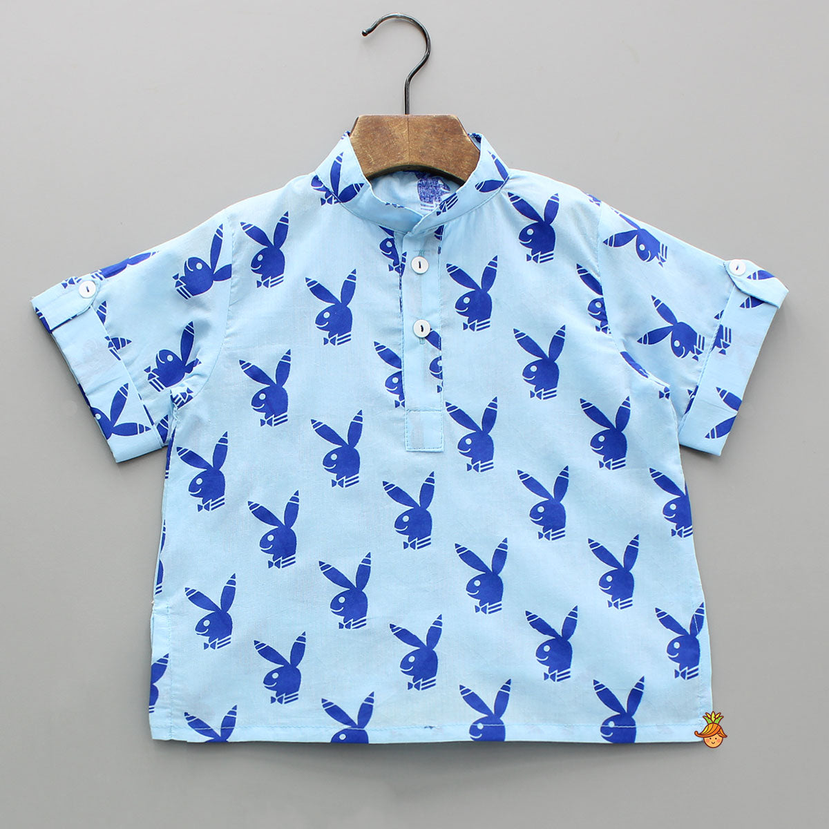 Blue Printed Cotton Sleepwear