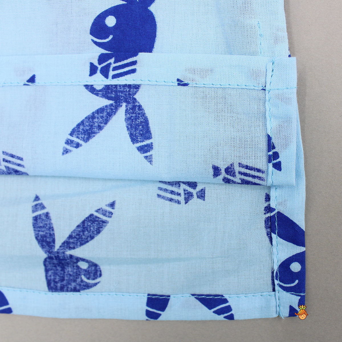 Blue Printed Cotton Sleepwear