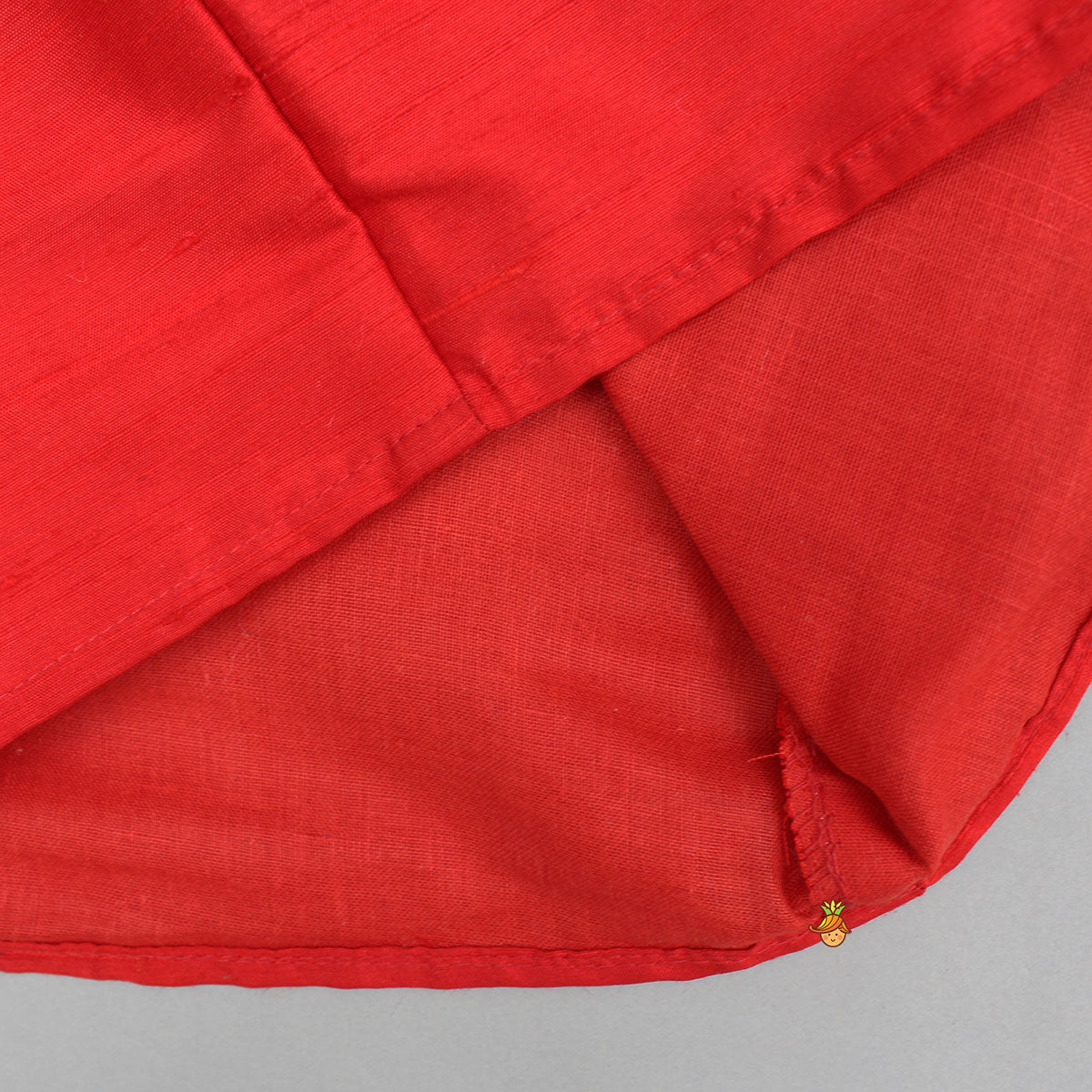 Multicolor Elephant Embroidered Red Mundu Shirt With Lungi And Angavastram (Shawl) Set
