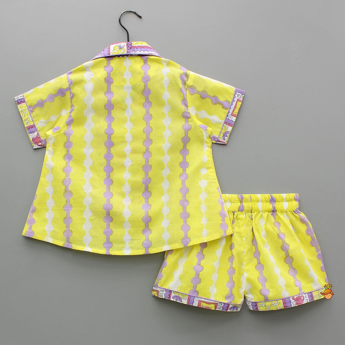 Yellow And Purple Printed Sleepwear