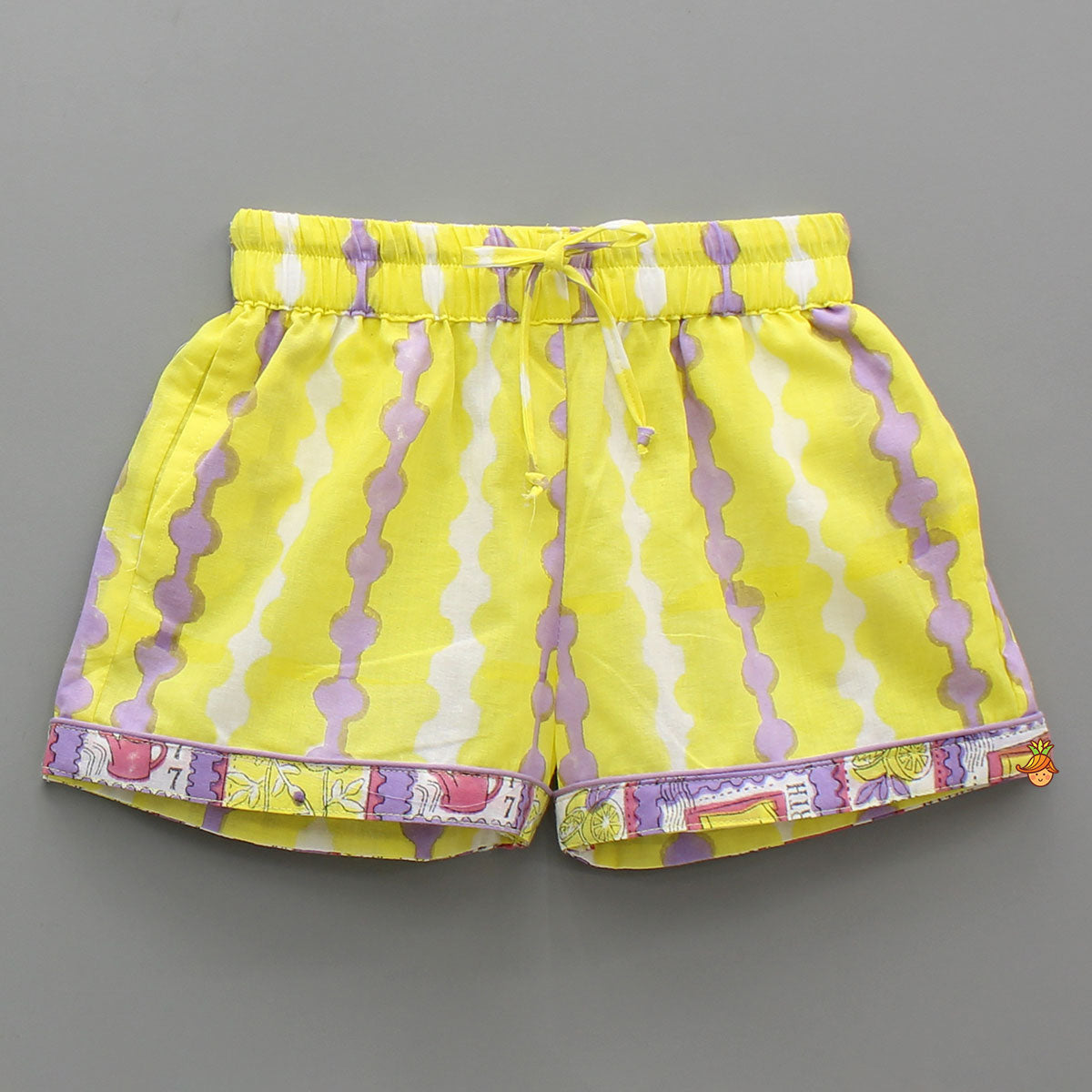Yellow And Purple Printed Sleepwear