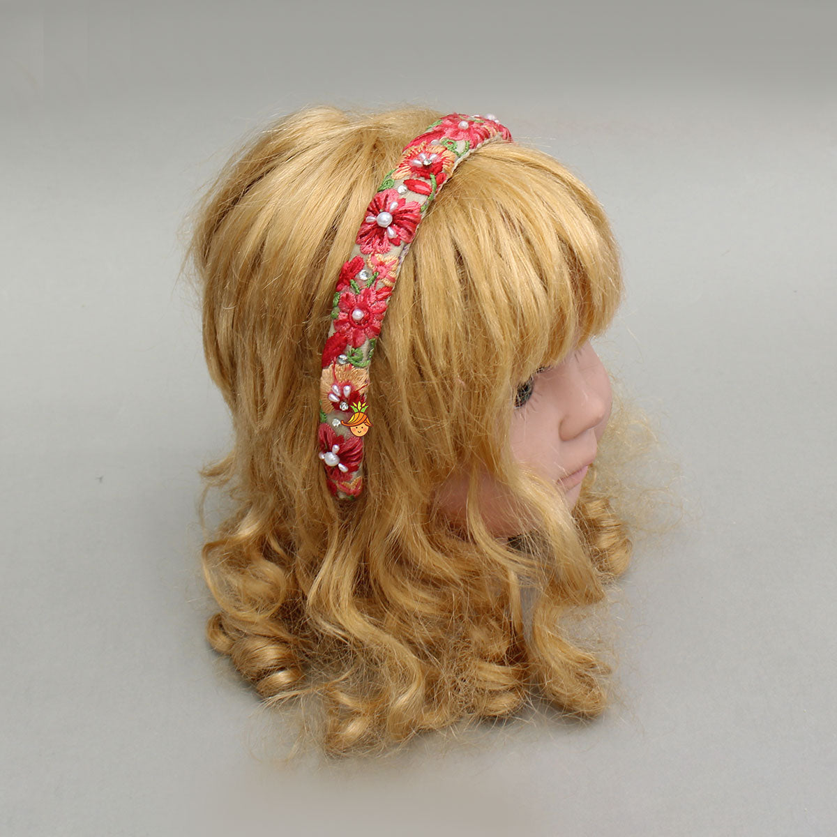 Red And Pink Floral Embroidery Hairband