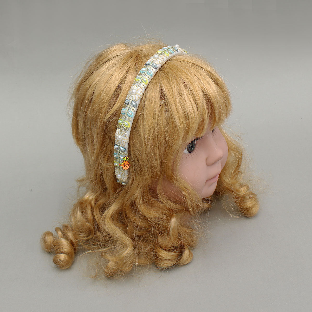 White Beaded Embroidered Hairband