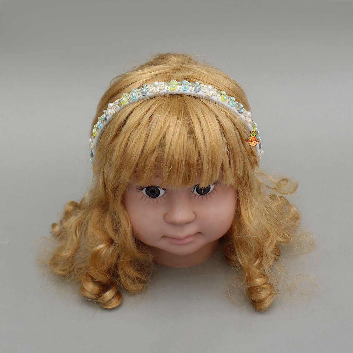 White Beaded Embroidered Hairband