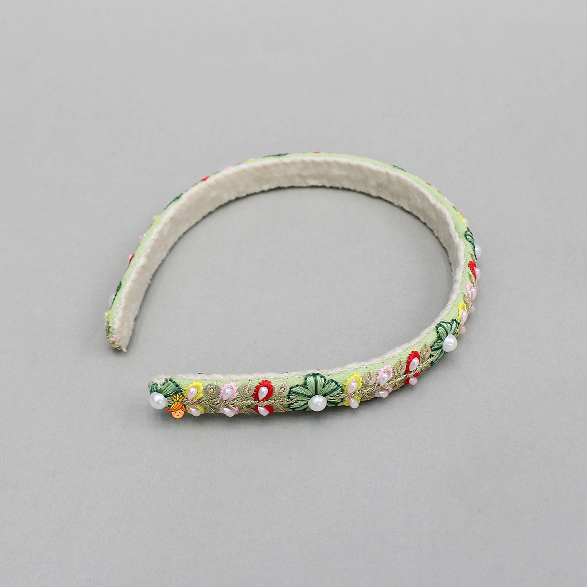 Light Green Beaded Embroidered Hairband