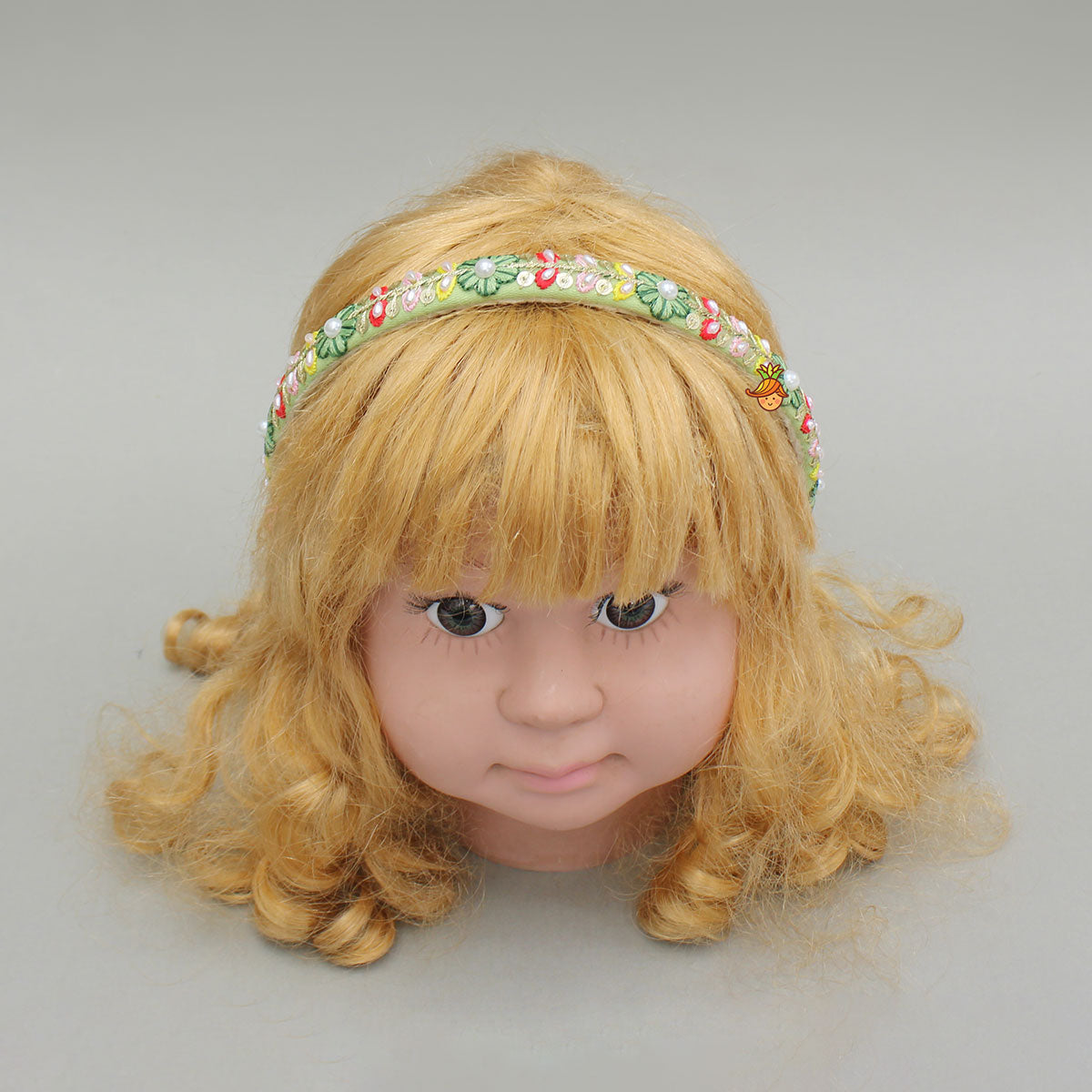 Light Green Beaded Embroidered Hairband
