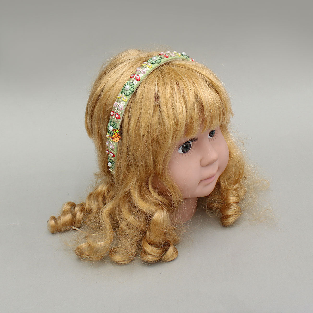 Light Green Beaded Embroidered Hairband