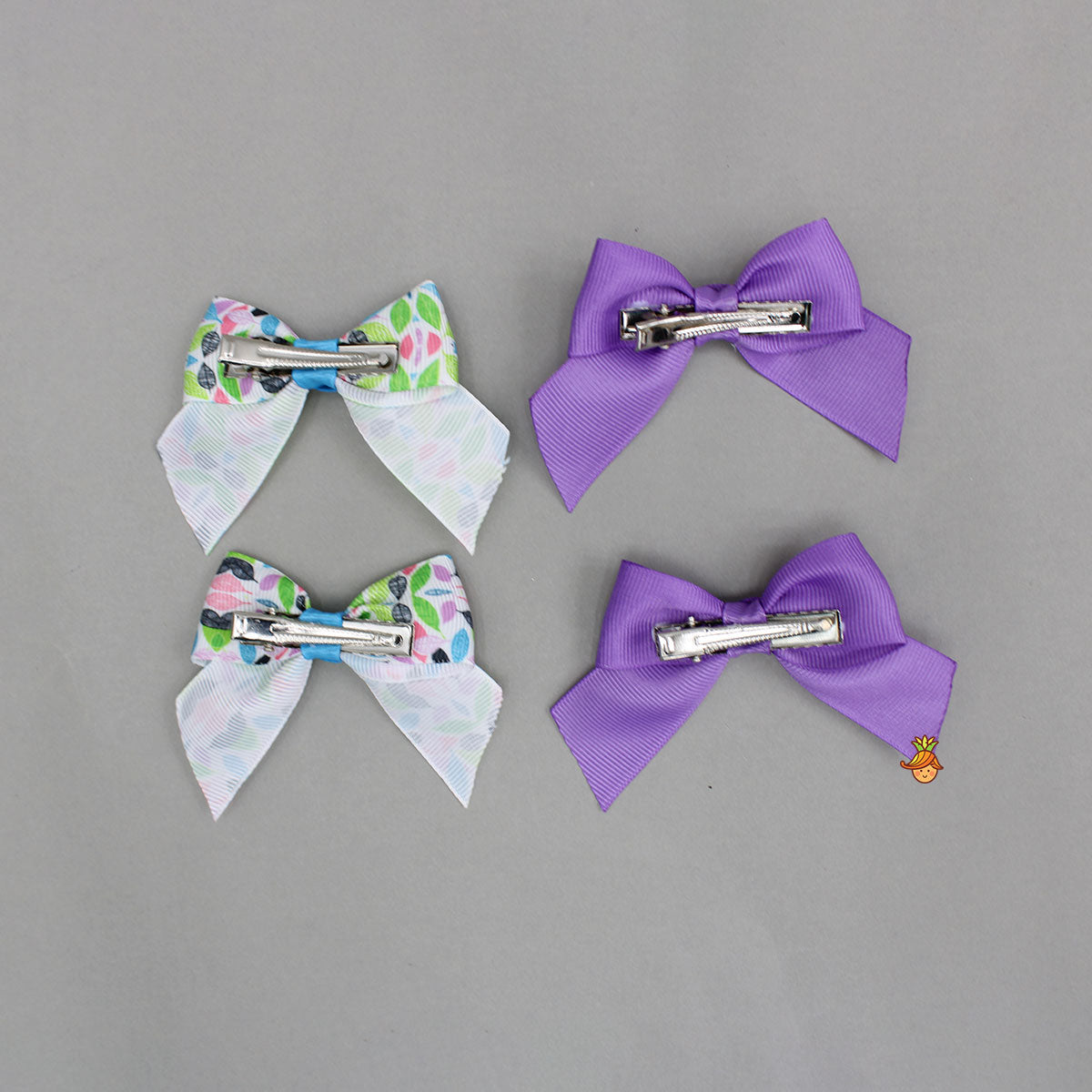 Set of Purple and Multicolor Bow Hair Clips