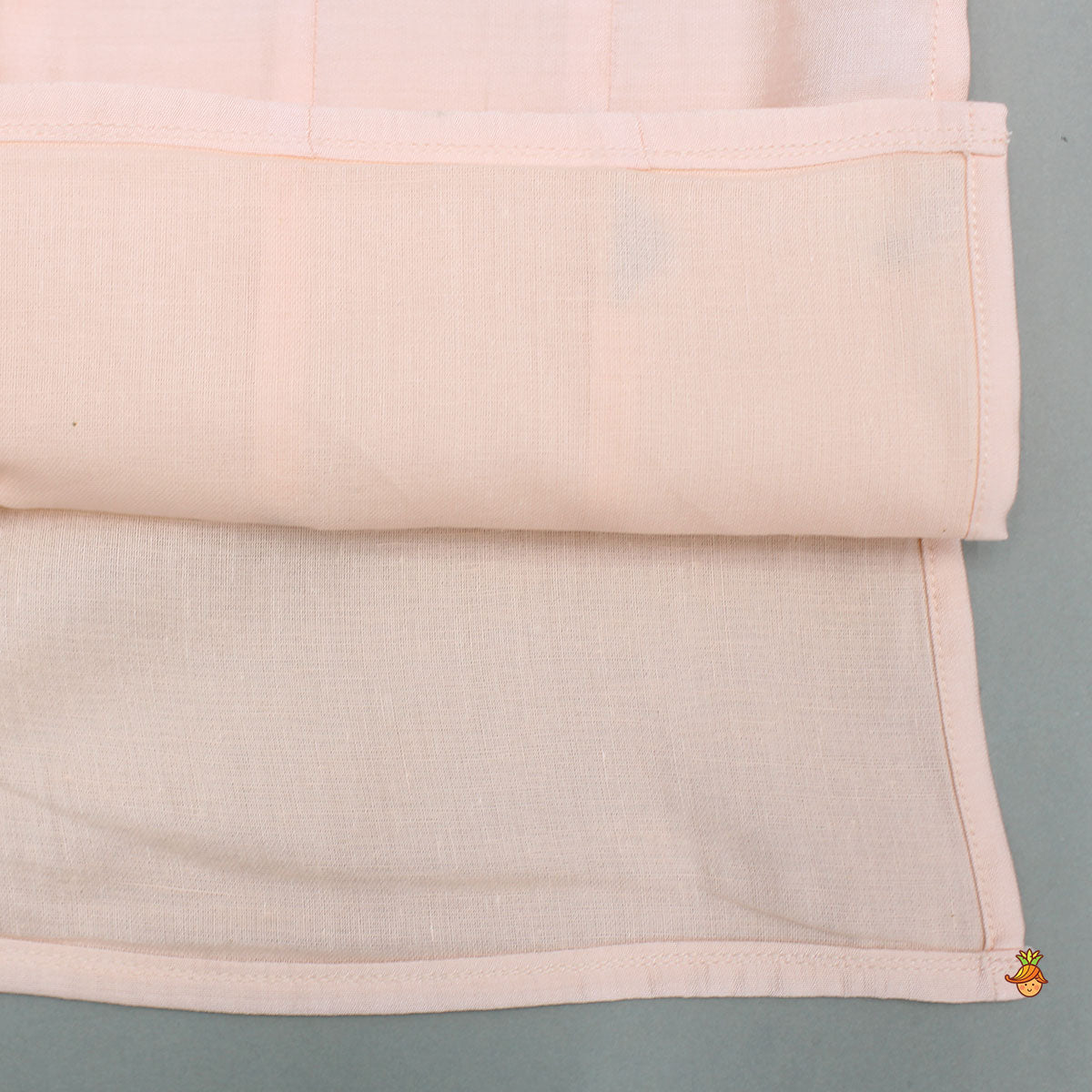 Black Triangular Detailed Peach Silk Kurta With Pyjama