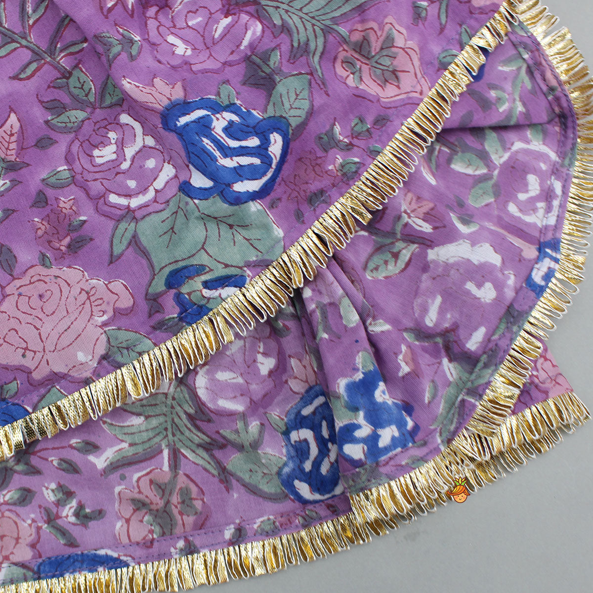 Purple Multicolour Printed Angarkha Style Kurti And Sharara