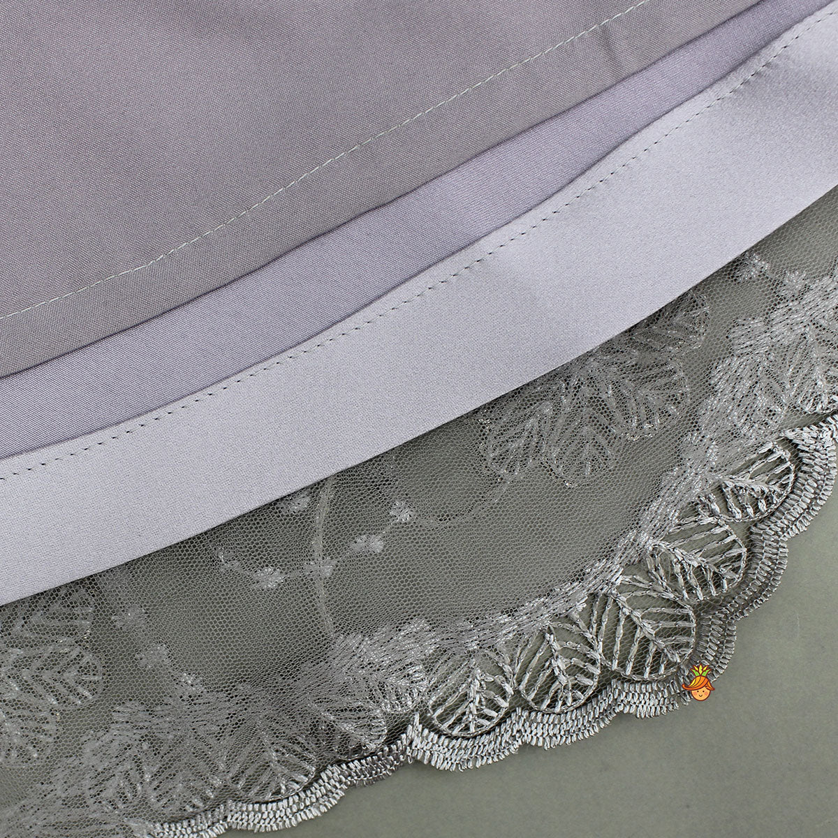 Grey Net Cape Top With Sequined And Thread Embroidered Lehenga