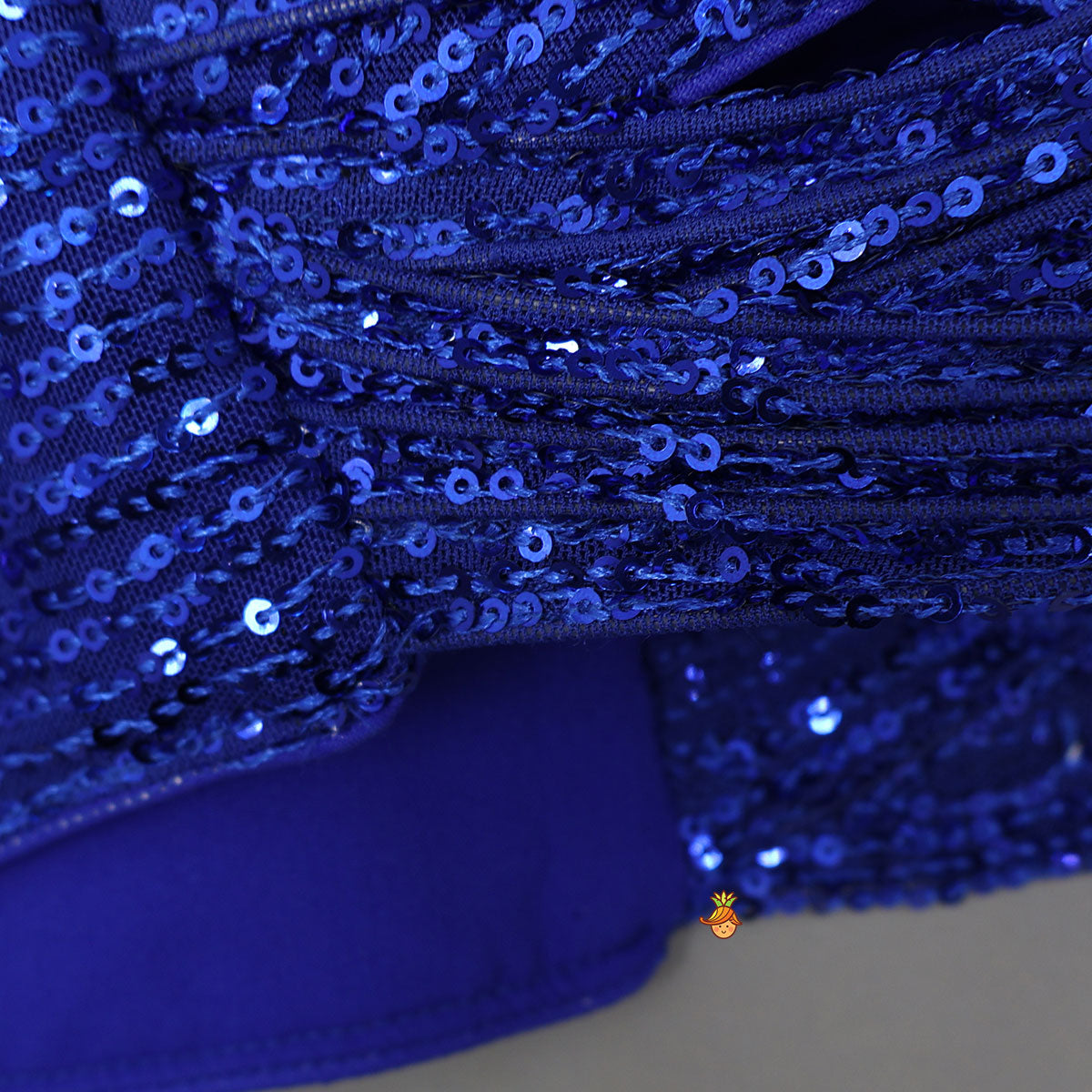 Royal Blue Sequin Embellished Halter Neck Top With Stiff Belt And Lehenga