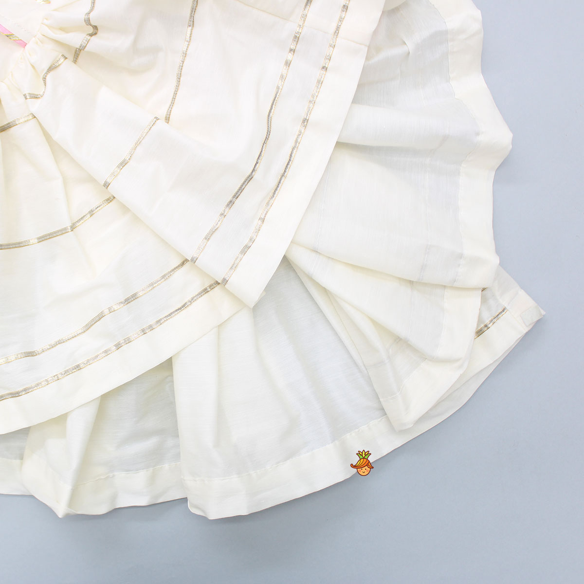 Krishna Embroidered Angarkha Top With Lace Work Pink Dhoti And Mukut