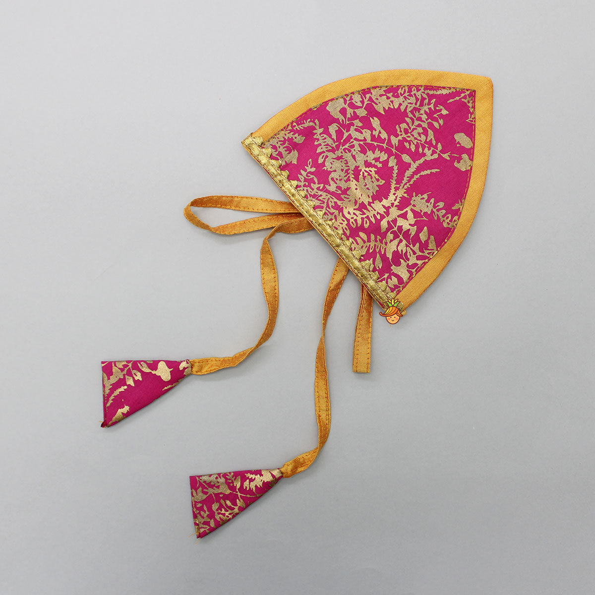 Krishna Embroidered Angarkha Top With Lace Work Pink Dhoti And Mukut