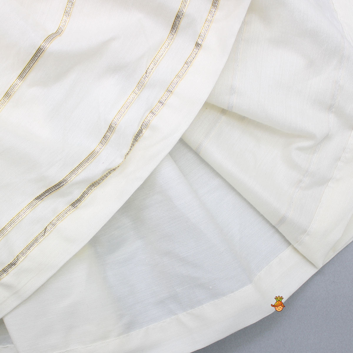 Krishna Embroidered Angarkha Top With Lace Work Green Dhoti And Mukut