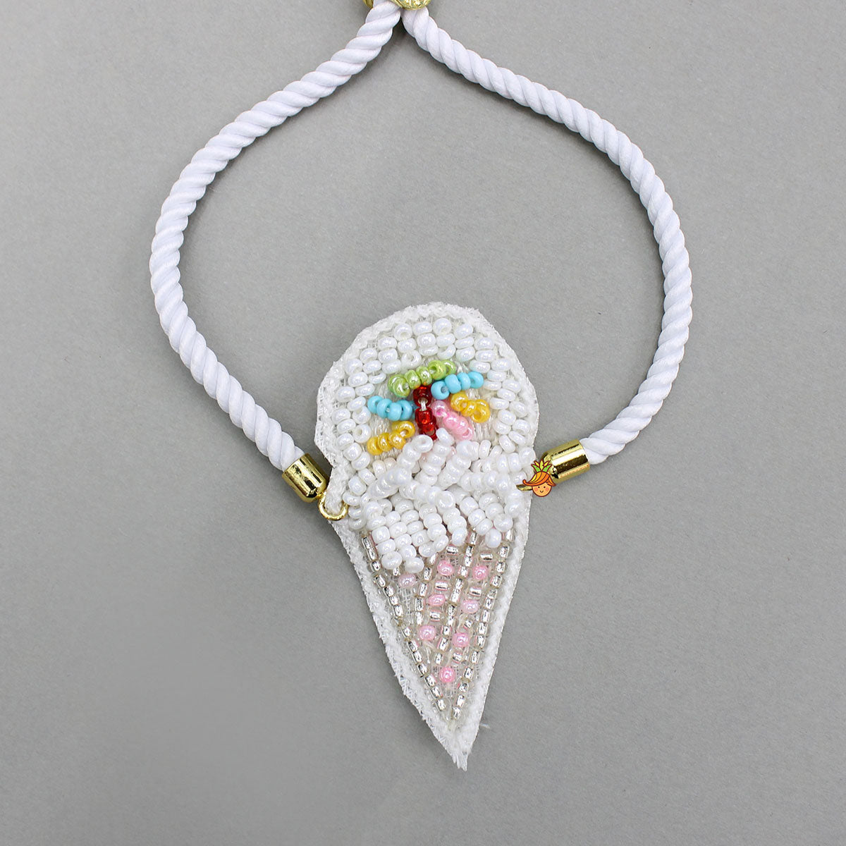 Ice Cream Bead Embroidered Rakhi