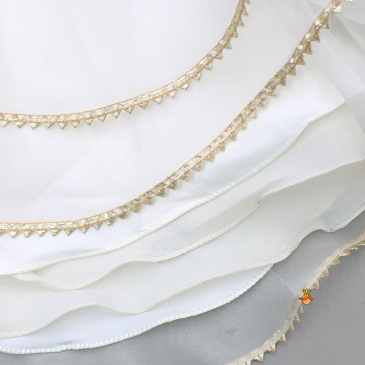 Cut Dana And Sequins Embroidered Off White Bowie Top With Layered Lehenga