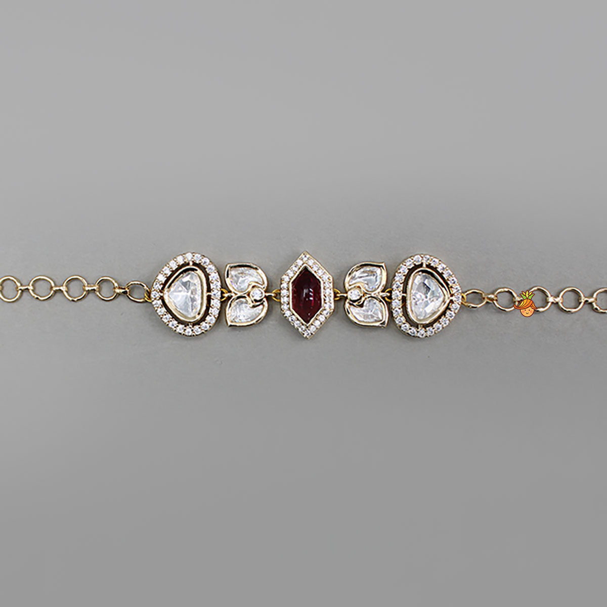 Pretty Red Studded Embellished Adjustable Bracelet