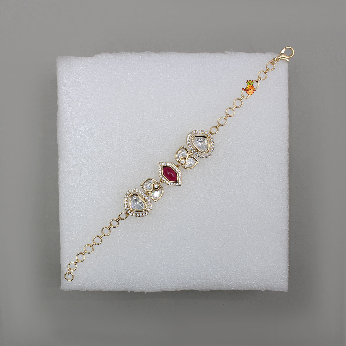 Pretty Red Studded Embellished Adjustable Bracelet