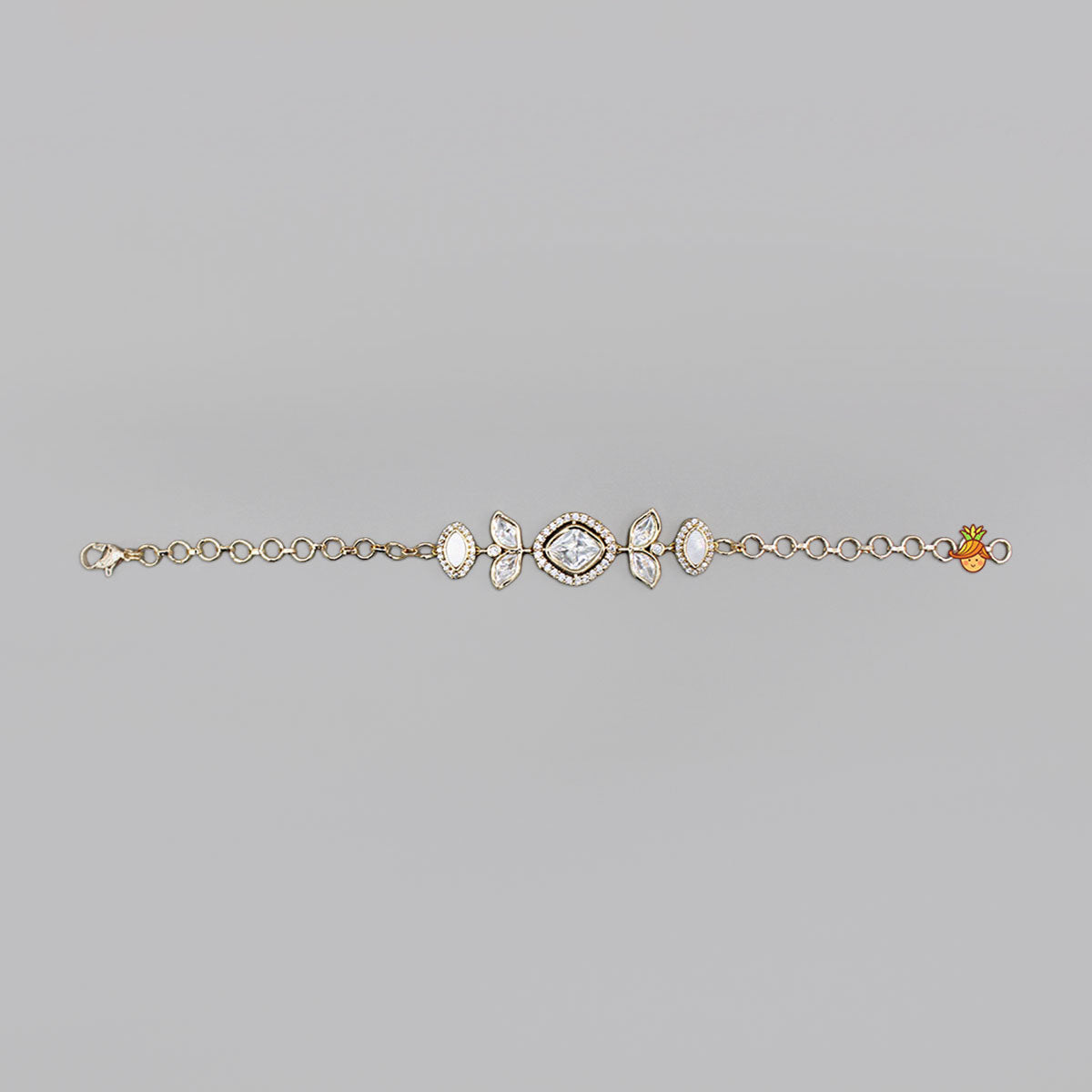 Off White Elegant Bracelet With Leaf Motifs