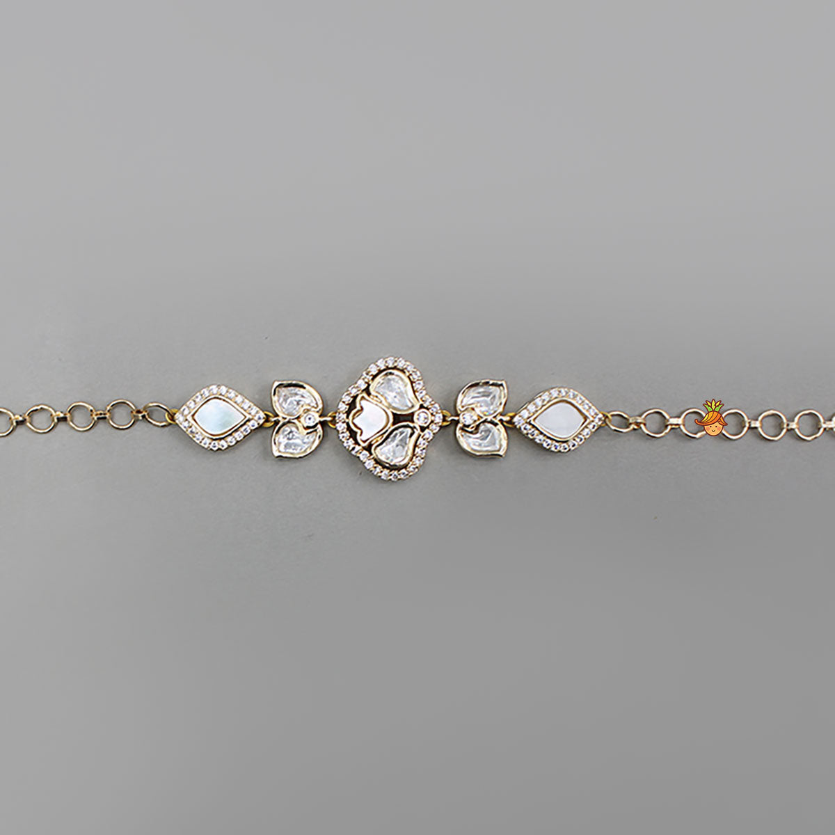 Pretty Embellished Off White Studded Adjustable Bracelet