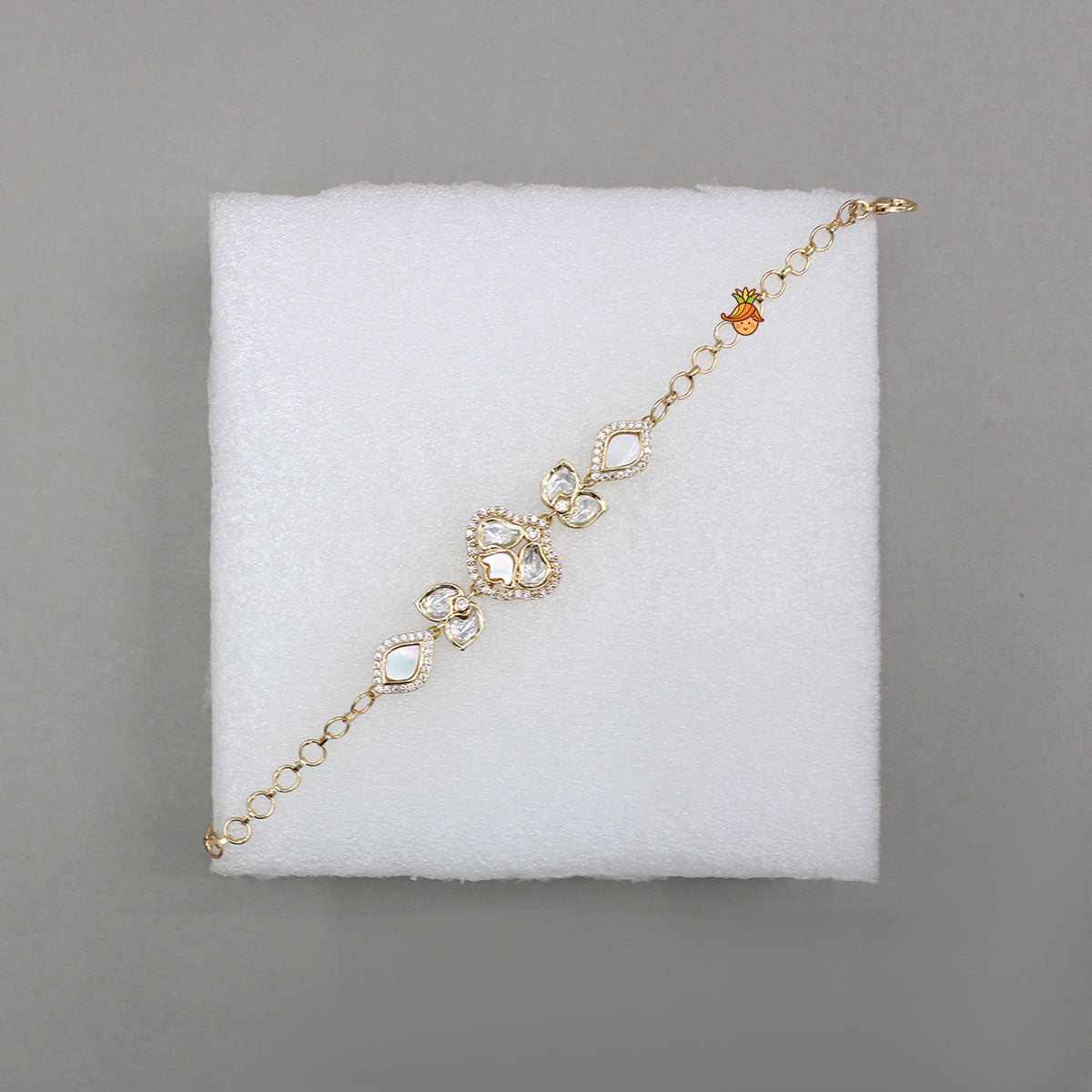 Pretty Embellished Off White Studded Adjustable Bracelet