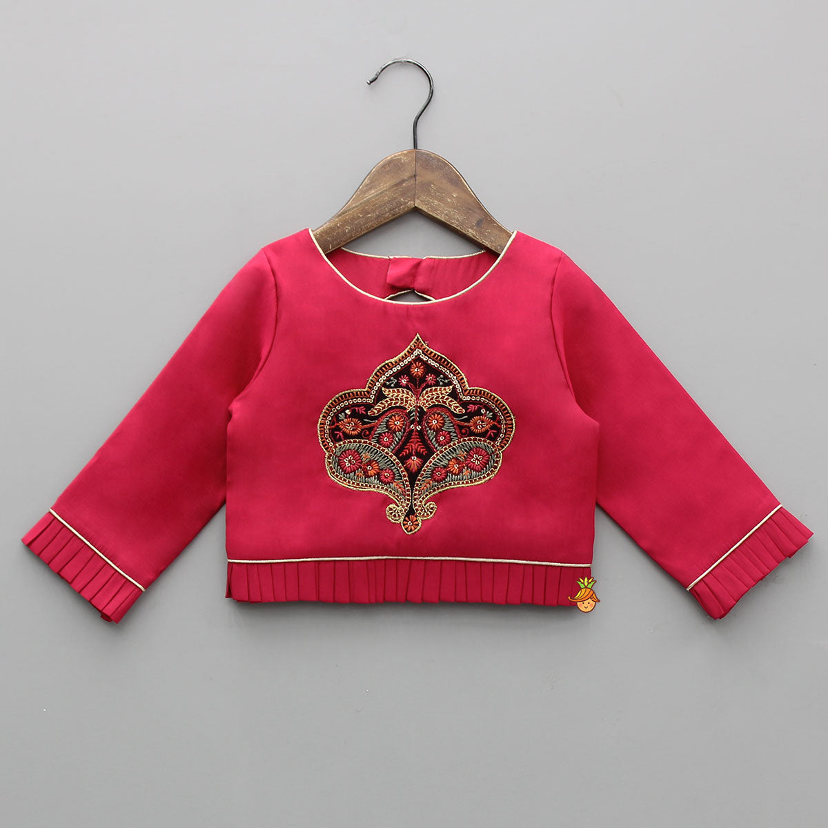 Beautiful Embroidered Pink Top With Floral Embroidered Lehenga And Dupatta