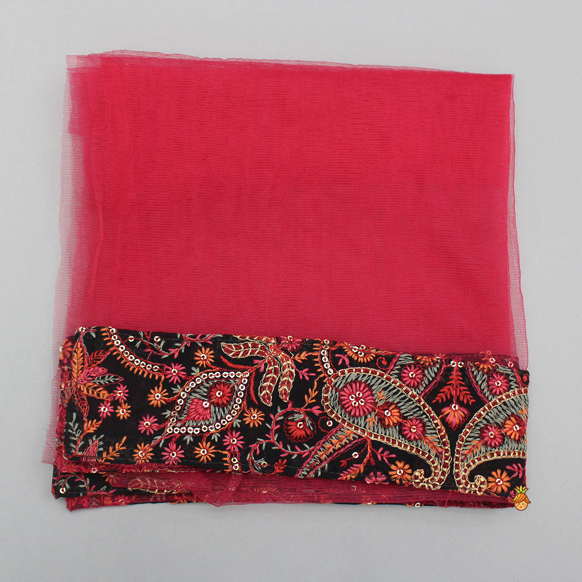 Beautiful Embroidered Pink Top With Floral Embroidered Lehenga And Dupatta