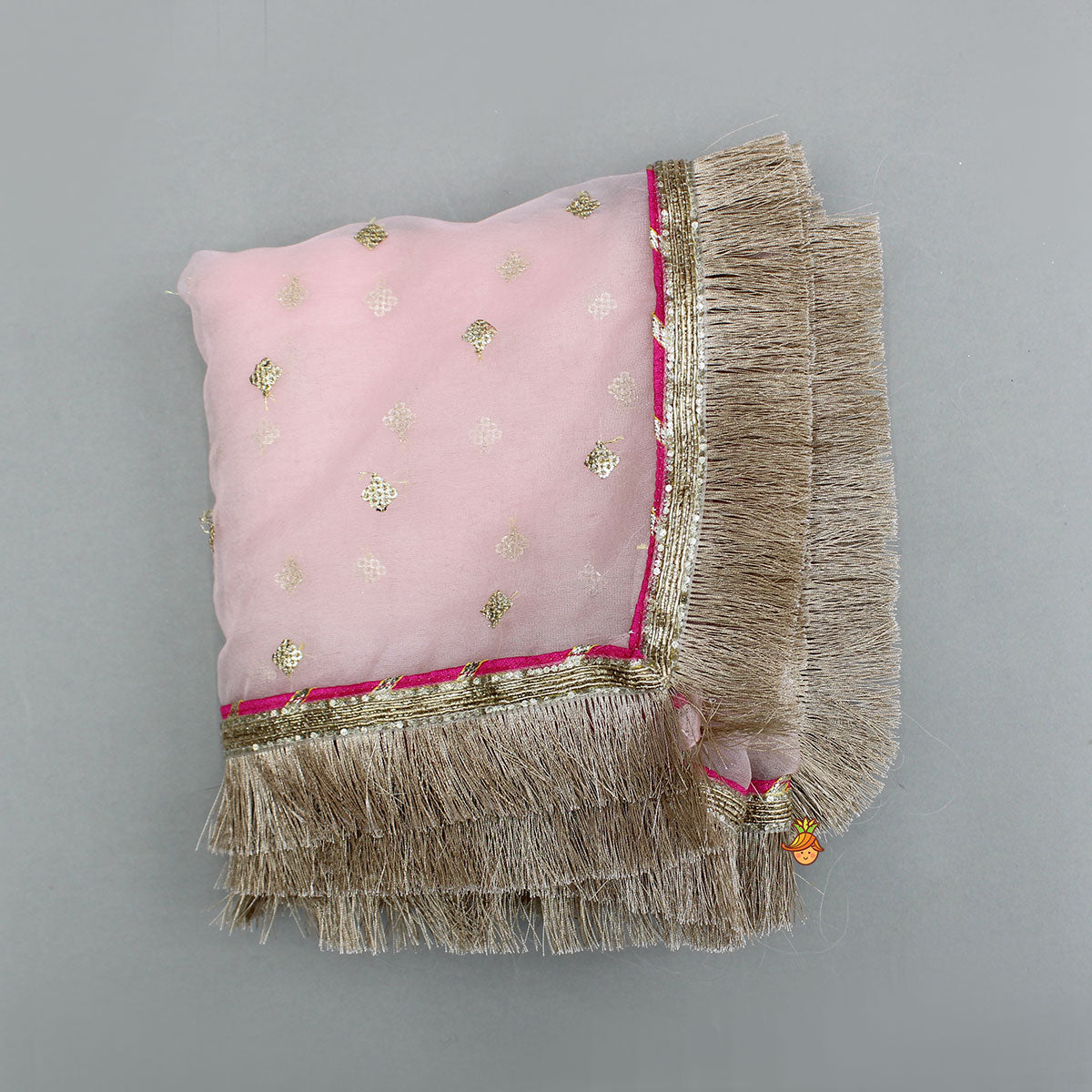 Chanderi Embroidered Top With Dual Layered Lehenga And Dupatta