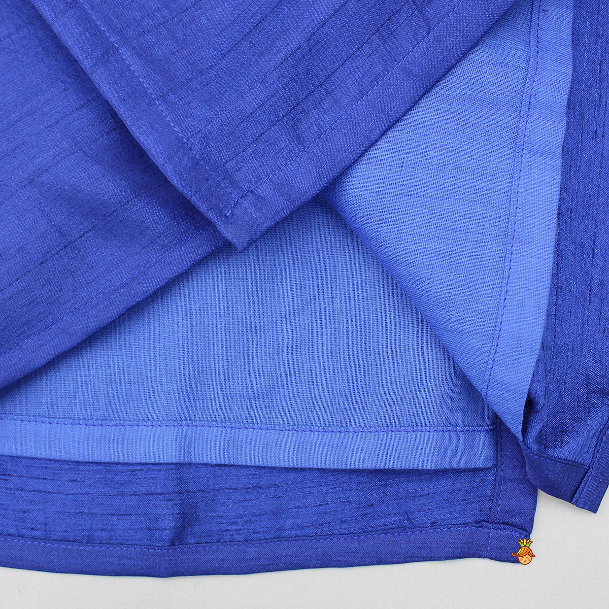 Blue Zari Embroidered Kurta With Off White Pyjama
