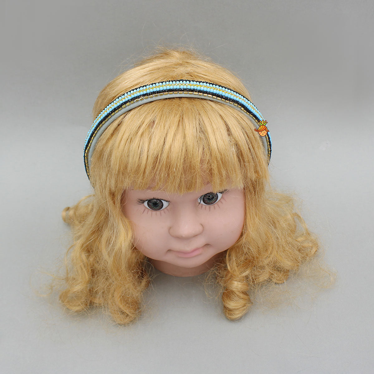Multicolored Beads Hand Embroidered Blue Hairband