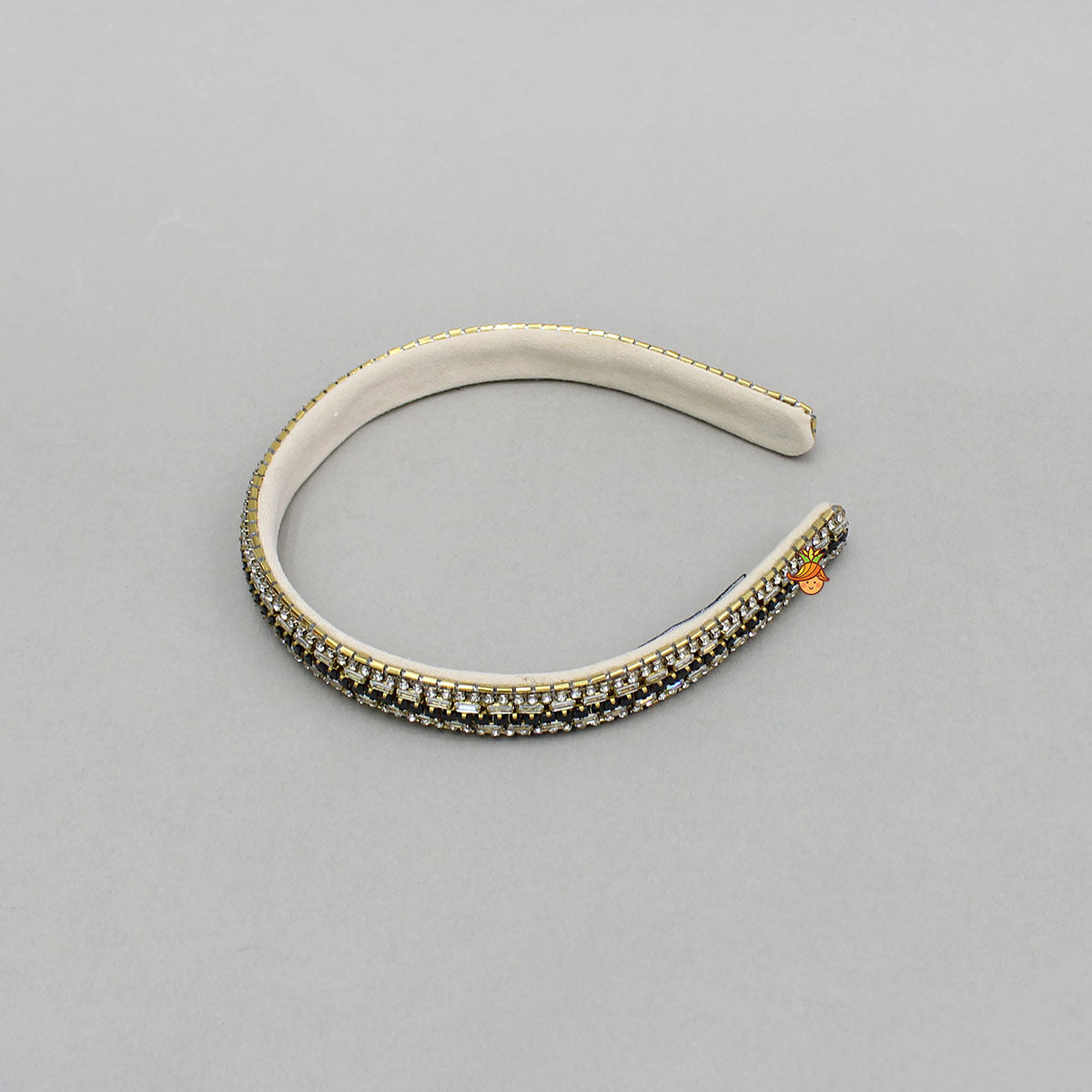 Embellished Hand Embroidered Shiny Beige Hairband