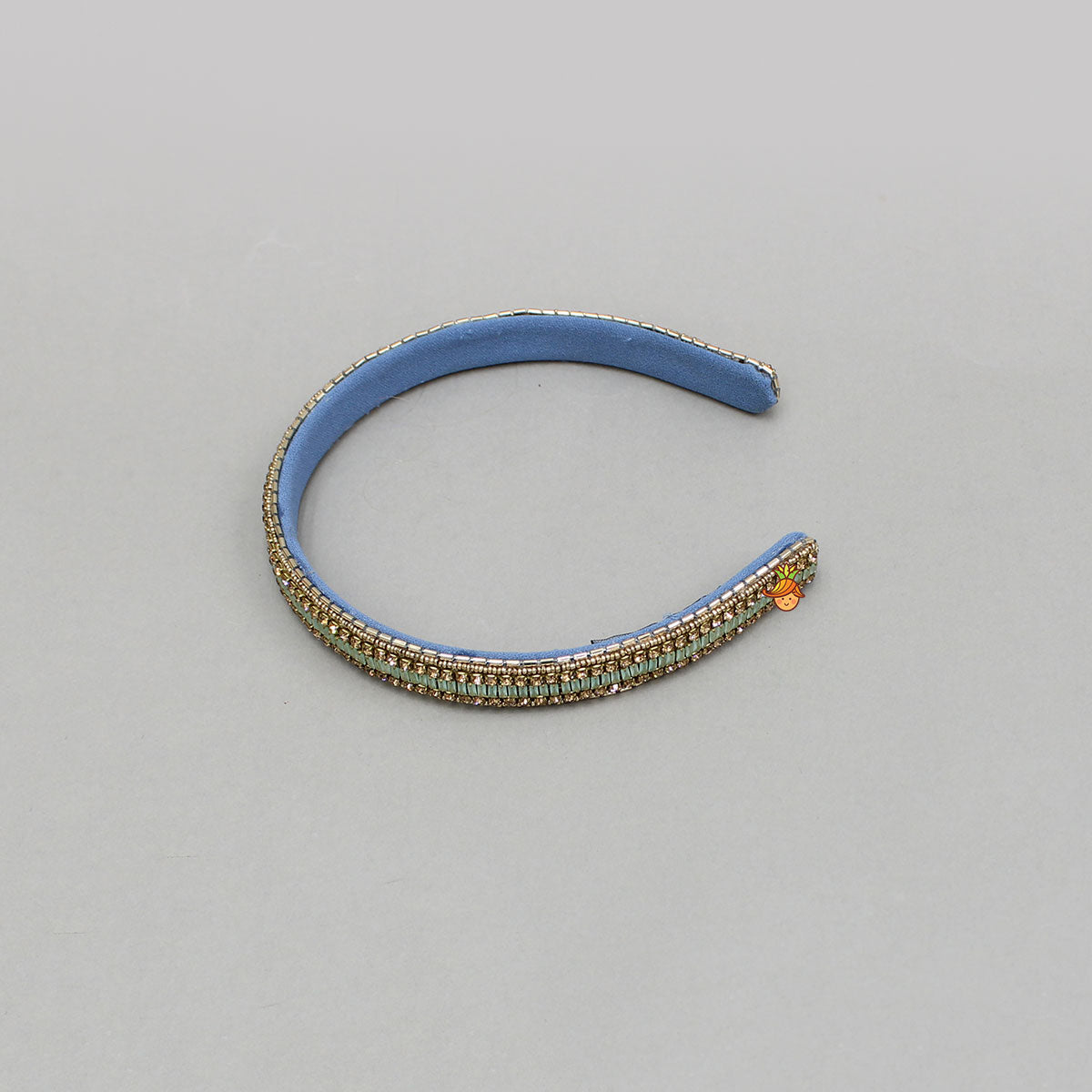 Elegant Multicolor Hand Embroidered Blue Shiny Hairband